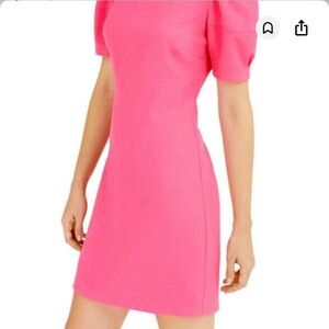 Trina Turk size 10 Barbie pink Bloom puffed sleeve mini dress